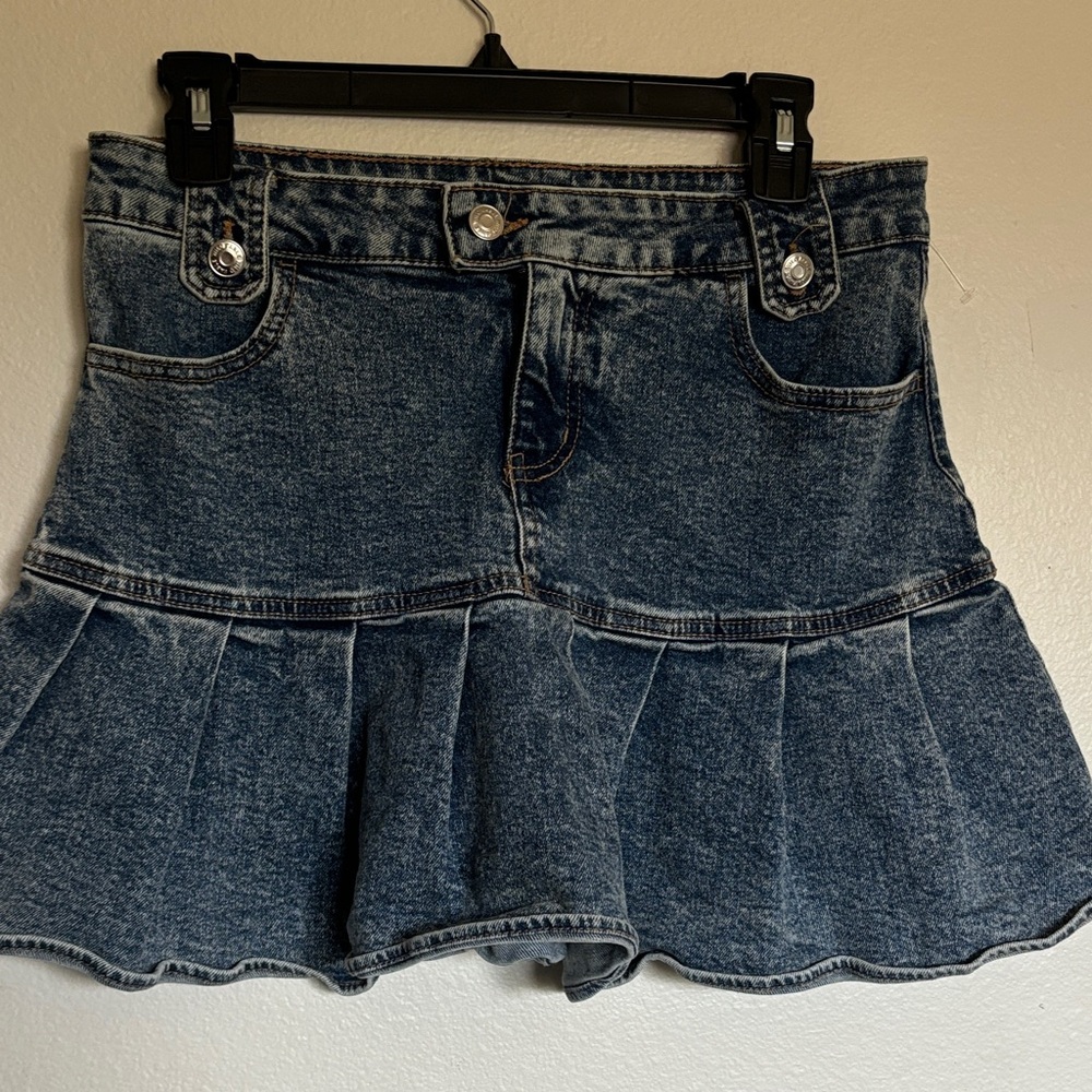 Wild Fable Blue Denim Ruffle Mini Skirt
